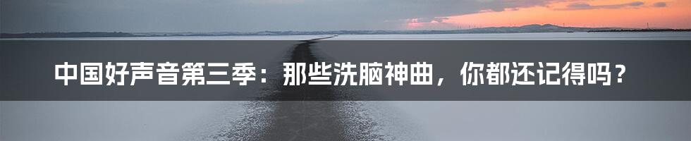 中国好声音第三季:那些洗脑神曲,你都还记得吗?