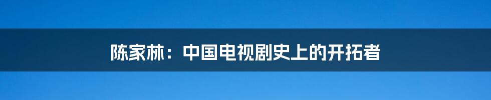 陈家林:中国电视剧史上的开拓者