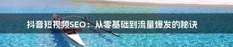抖音短视频SEO:从零基础到流量爆发的秘诀