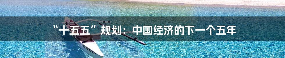 “十五五”规划:中国经济的下一个五年
