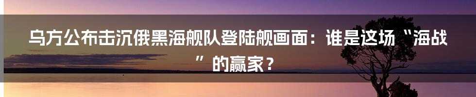 乌方公布击沉俄黑海舰队登陆舰画面:谁是这场“海战”的赢家?