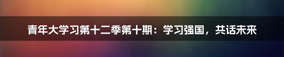 青年大学习第十二季第十期:学习强国,共话未来