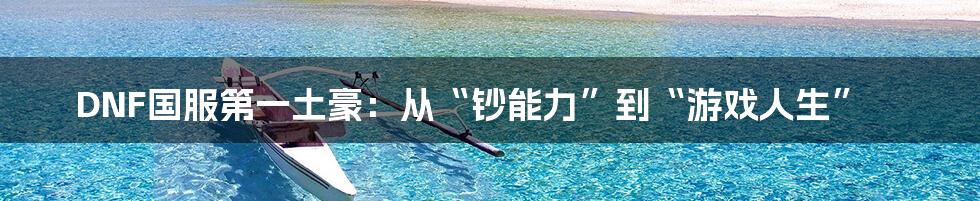 DNF国服第一土豪:从“钞能力”到“游戏人生”