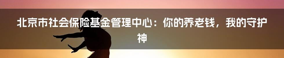 北京市社会保险基金管理中心:你的养老钱,我的守护神