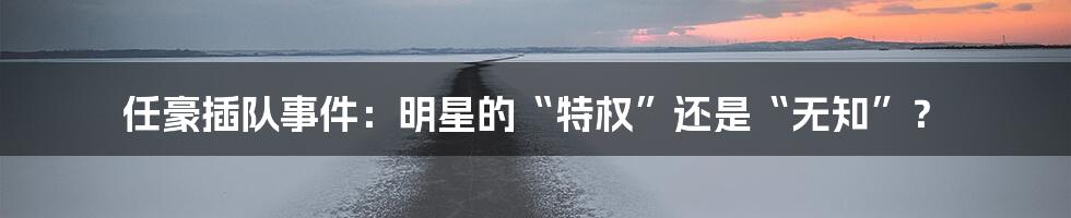 任豪插队事件：明星的“特权”还是“无知”？
