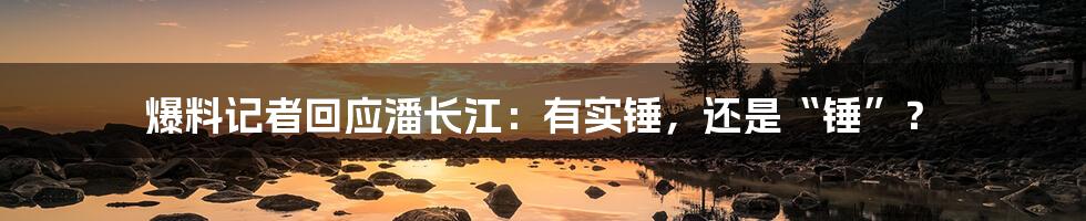 爆料记者回应潘长江:有实锤,还是“锤”?
