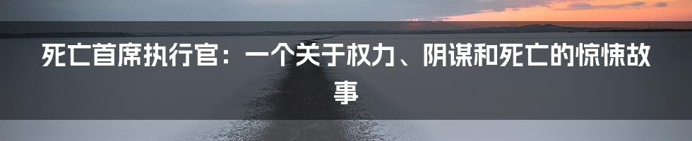 死亡首席执行官:一个关于权力、阴谋和死亡的惊悚故事