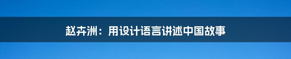 赵卉洲:用设计语言讲述中国故事