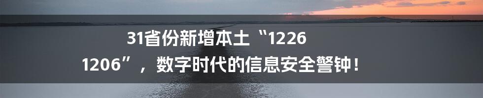 31省份新增本土“1226 1206”，数字时代的信息安全警钟！