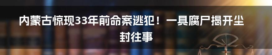 内蒙古惊现33年前命案逃犯!一具腐尸揭开尘封往事