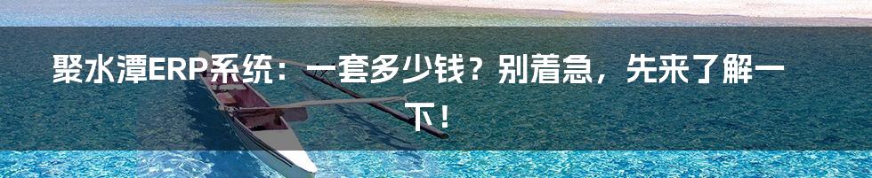 聚水潭ERP系统：一套多少钱？别着急，先来了解一下！