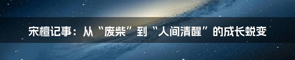 宋檀记事:从“废柴”到“人间清醒”的成长蜕变