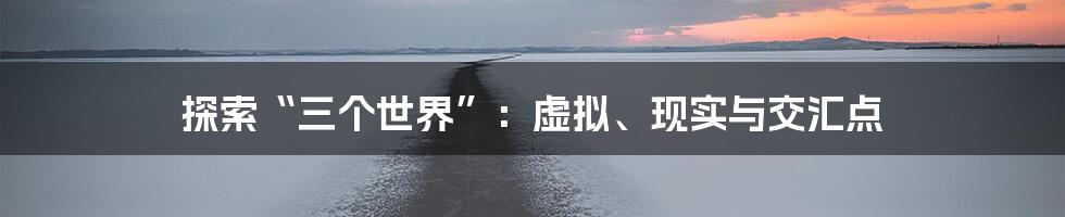 探索“三个世界”:虚拟、现实与交汇点