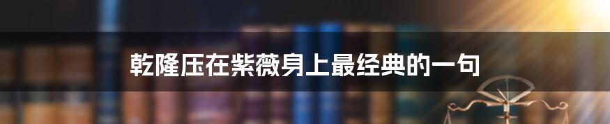 乾隆压在紫薇身上最经典的一句