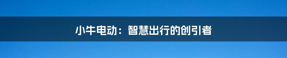 小牛电动:智慧出行的创引者