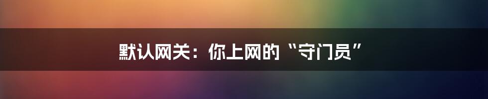 默认网关:你上网的“守门员”