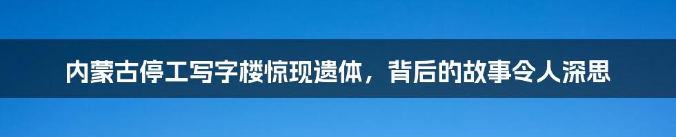 内蒙古停工写字楼惊现遗体,背后的故事令人深思