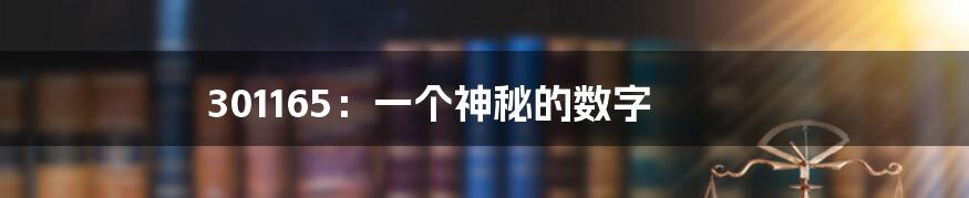 301165:一个神秘的数字