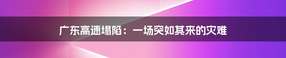 广东高速塌陷:一场突如其来的灾难