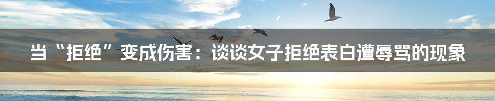 当“拒绝”变成伤害:谈谈女子拒绝表白遭辱骂的现象