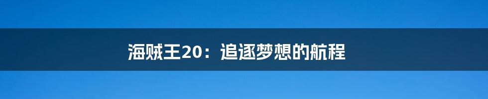 海贼王20:追逐梦想的航程