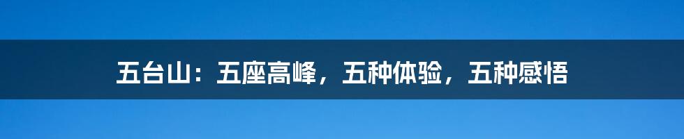 五台山:五座高峰,五种体验,五种感悟
