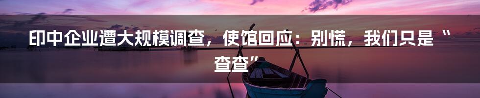 印中企业遭大规模调查,使馆回应:别慌,我们只是“查查”