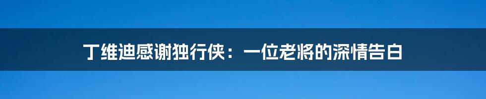 丁维迪感谢独行侠:一位老将的深情告白