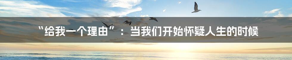 “给我一个理由”:当我们开始怀疑人生的时候