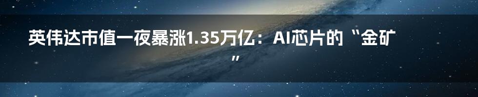 英伟达市值一夜暴涨1.35万亿：AI芯片的“金矿”