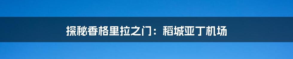 探秘香格里拉之门:稻城亚丁机场