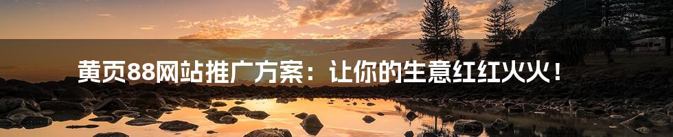 黄页88网站推广方案:让你的生意红红火火!