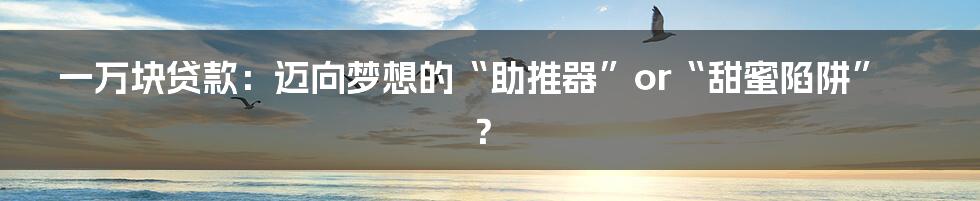 一万块贷款：迈向梦想的“助推器”or“甜蜜陷阱”？