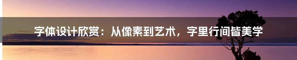 字体设计欣赏:从像素到艺术,字里行间皆美学