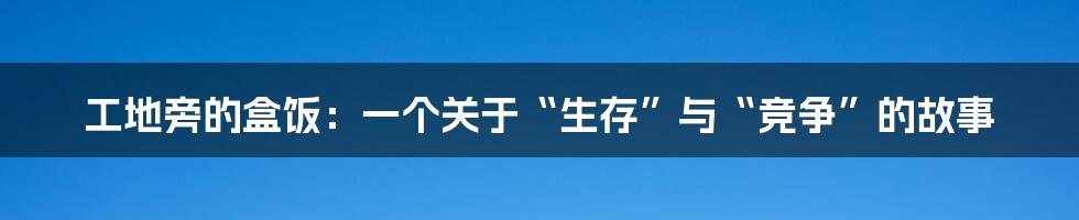 工地旁的盒饭:一个关于“生存”与“竞争”的故事