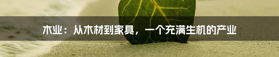 木业：从木材到家具，一个充满生机的产业