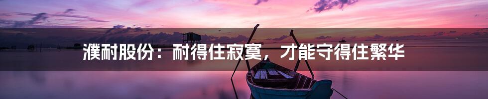 濮耐股份:耐得住寂寞,才能守得住繁华