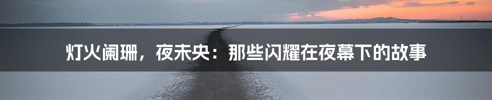 灯火阑珊,夜未央:那些闪耀在夜幕下的故事