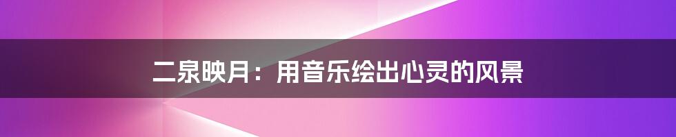 二泉映月:用音乐绘出心灵的风景
