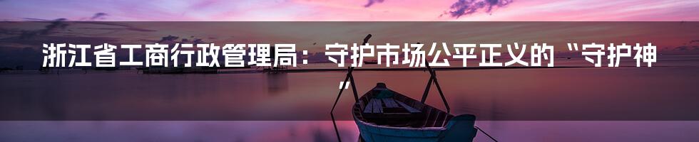 浙江省工商行政管理局：守护市场公平正义的“守护神”