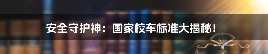 安全守护神:国家校车标准大揭秘!