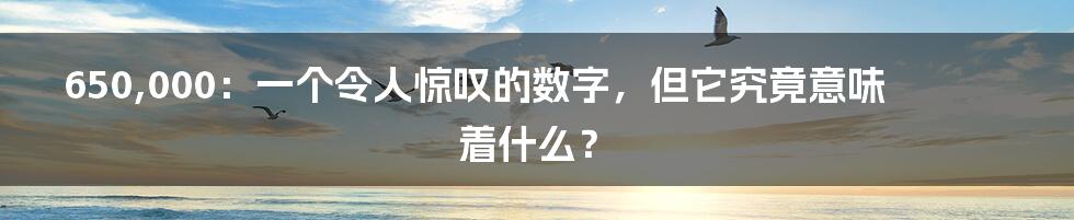 650,000:一个令人惊叹的数字,但它究竟意味着什么?