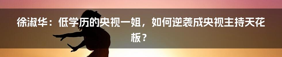 徐淑华:低学历的央视一姐,如何逆袭成央视主持天花板?
