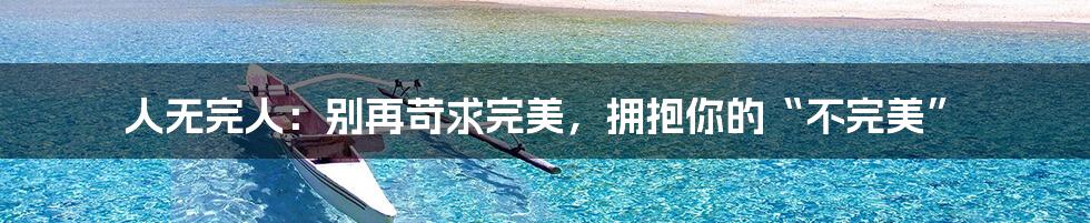 人无完人：别再苛求完美，拥抱你的“不完美”