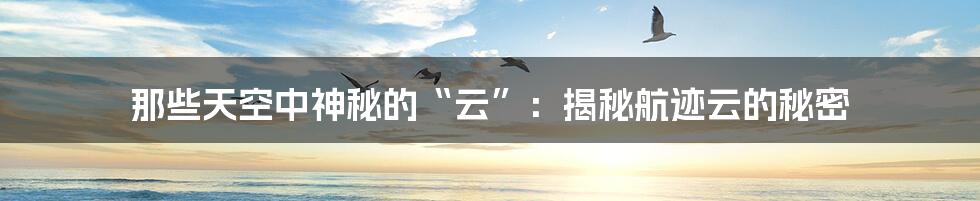 那些天空中神秘的“云”:揭秘航迹云的秘密