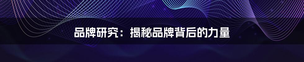 品牌研究：揭秘品牌背后的力量