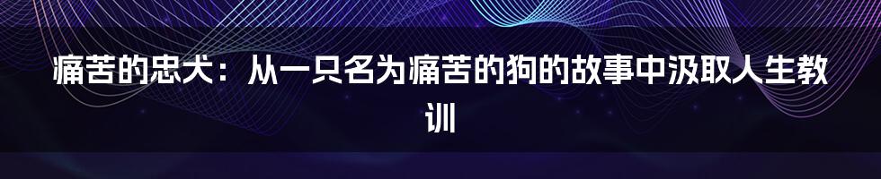 痛苦的忠犬：从一只名为痛苦的狗的故事中汲取人生教训