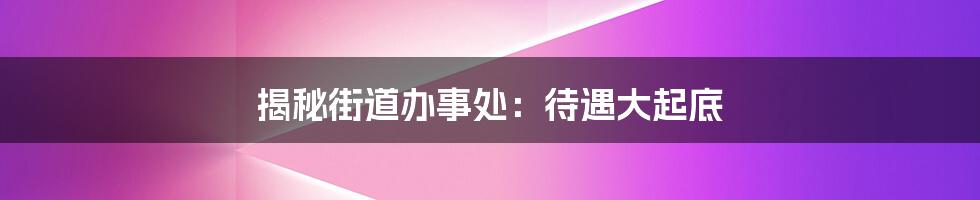 揭秘街道办事处:待遇大起底