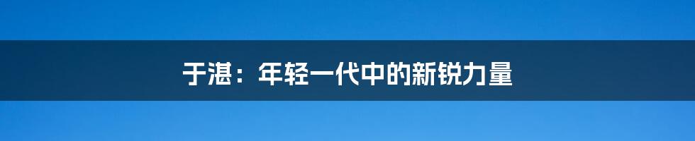 于湛:年轻一代中的新锐力量