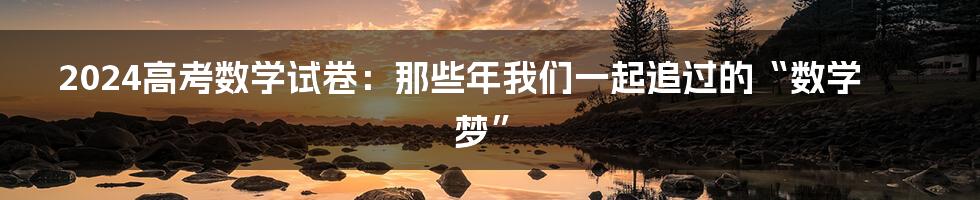 2024高考数学试卷:那些年我们一起追过的“数学梦”